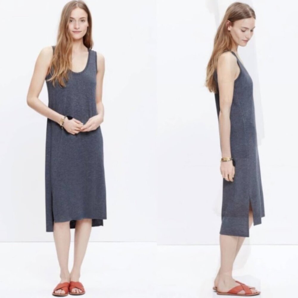 Madewell Jersey Tank Dress in Heather Charcoal
